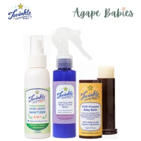 Twinkle Baby Travel Set Kit (Hand Sanitizer   Anti-Dust Mite Spray   Baby Balm)