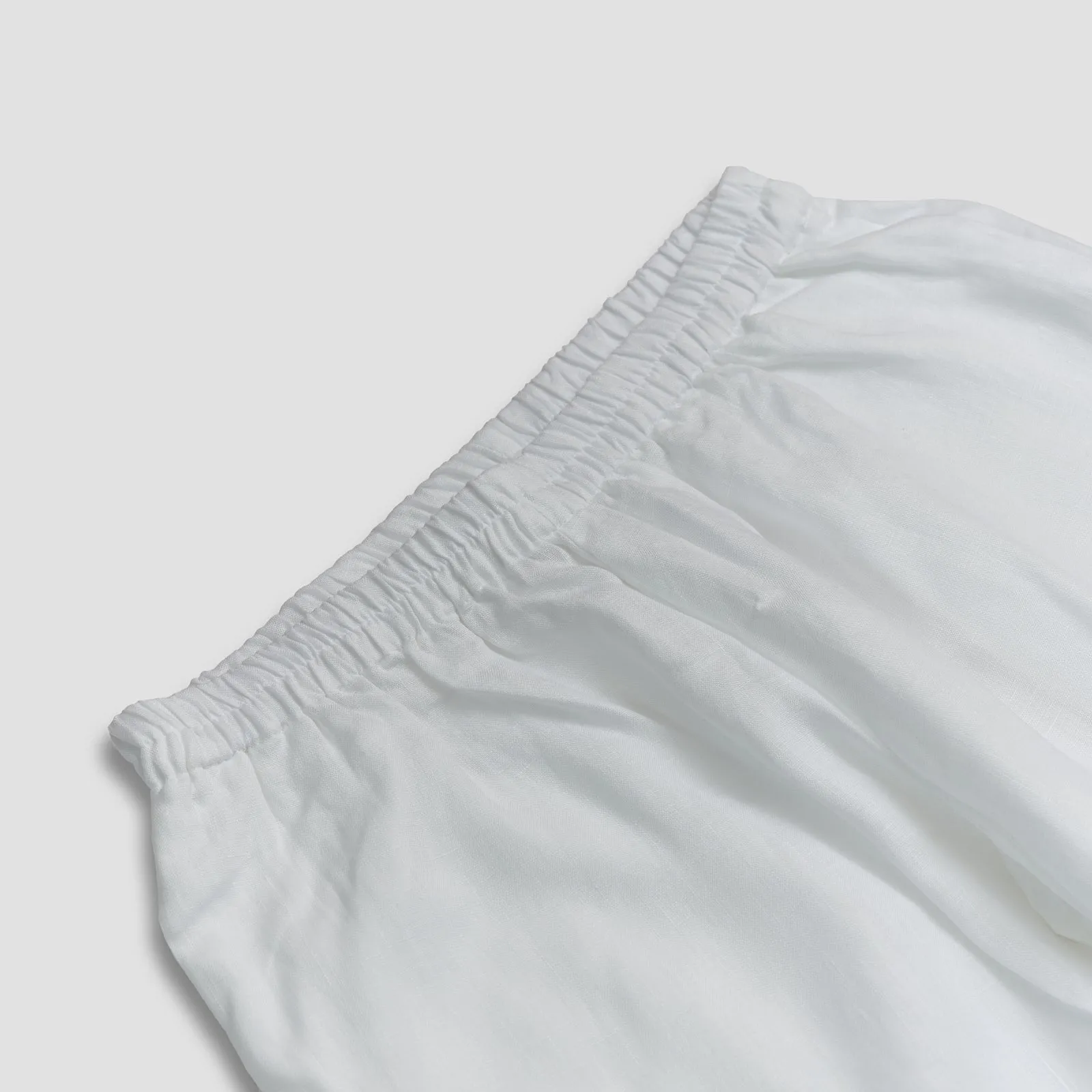 White Linen Pajama Shorts Set