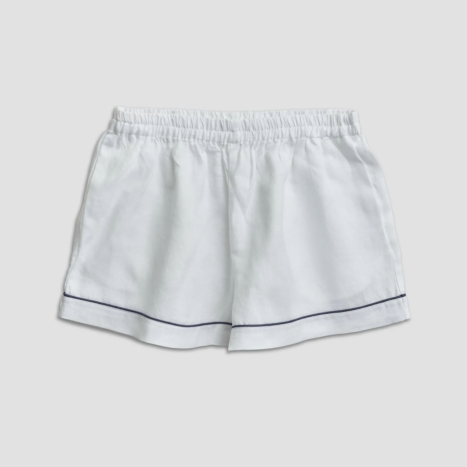 White Linen Pajama Shorts Set