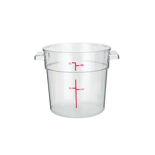 Winco PCRC-1 1 Quart Clear Round Food Container